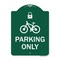 Signmission Parking With Cycle and Lock, Green & White Aluminum Architectural Sign, 18" x 24", GW-1824-23410 A-DES-GW-1824-23410 - alternate 1